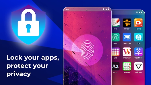 Màn hình cài đặt khóa ứng dụng trên Android với biểu tượng vân tay.